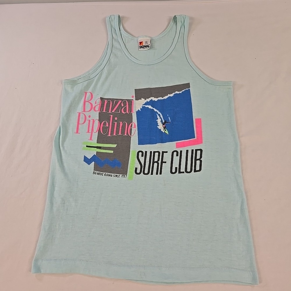 Vintage 80s Banzai Pipeline Tank Top Size M Signal Tag Made In USA Single Stitch